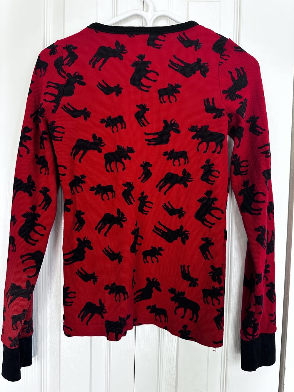 Lazy One Red Moose Pattern Thermal Pajama Top Women's Size M #13 - Picture 2 of 5